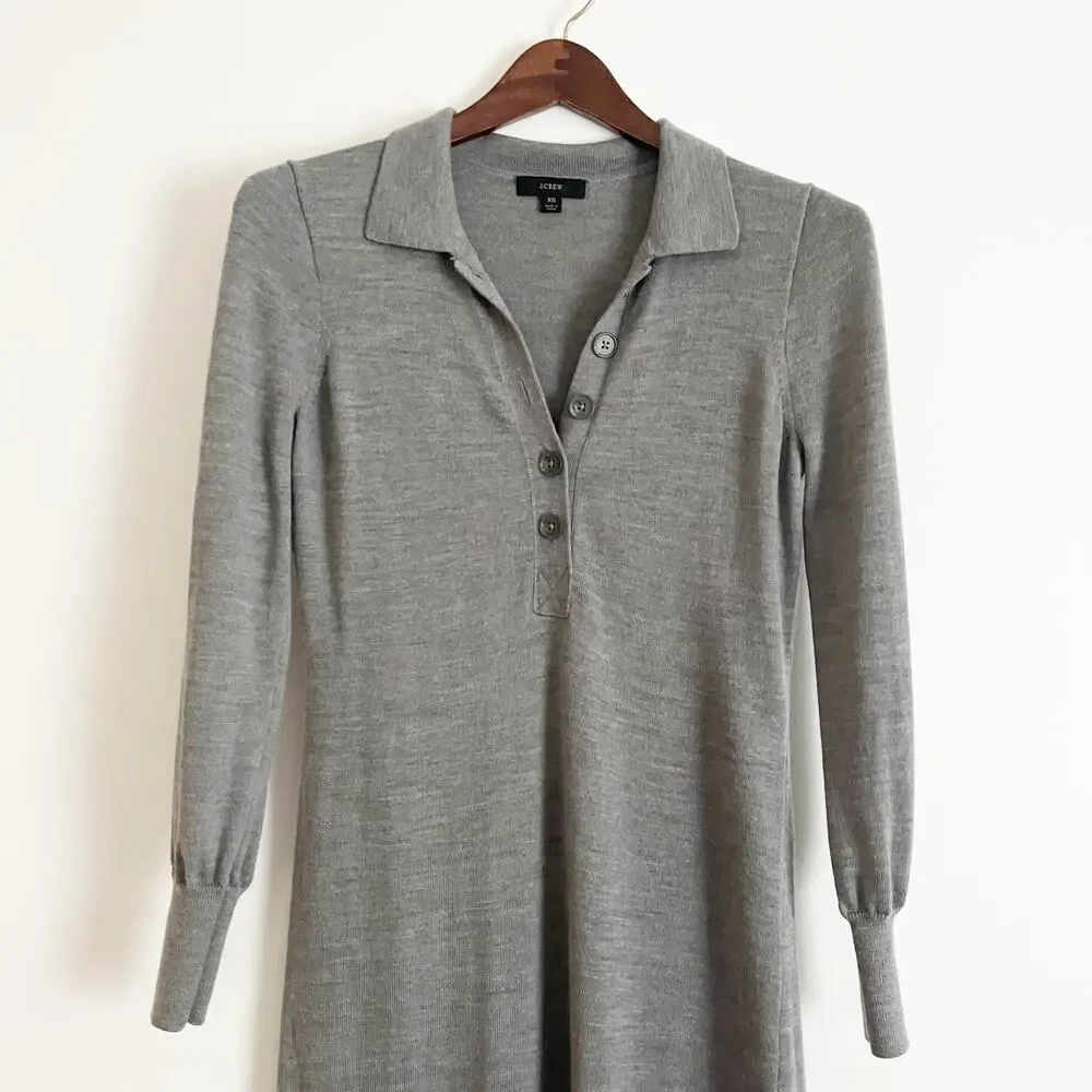 J. CREW Merino Wool Collared Midi Dress Gray XS